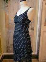 Load image into Gallery viewer, Vintage Y2K polka dot strappy black dress - fairy core-  UK12/14
