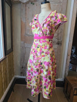 Load image into Gallery viewer, Vintage Y2K M&amp;S Pink &amp; Yellow Floral Linen Dress UK 12
