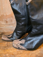 Load image into Gallery viewer, Vintage Y2K Western Style Real Leather Boots Faux Snakeskin Front by Caster UK8
