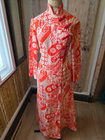 Load image into Gallery viewer, Vintage 1960s Handmade Red &amp; White Print Maxi Dress Uk12
