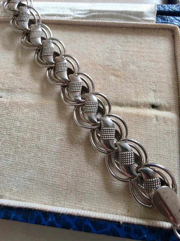 Vintage Sterling Silver danish? Textured Link Bracelet