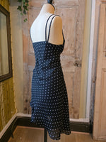 Load image into Gallery viewer, Vintage Y2K polka dot strappy black dress - fairy core-  UK12/14
