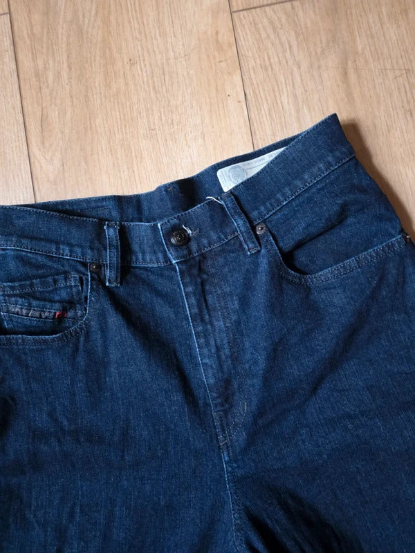 Diesel Raw Denim Cropped Wide Leg Jeans | Dark Indigo | UK 12 | W28 L32