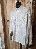 Pretty Green Slim Fit Shirt – Cream Micro Floral Zip Detail Button Up – Size XL