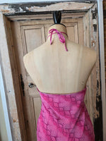 Load image into Gallery viewer, Vintage Y2K New Look Pink Snake Print Handkerchief Midi Dress | Halterneck | UK 12
