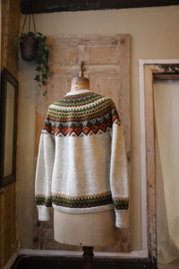 Vintage 1970s fairisle cardigan  - button down -  wool