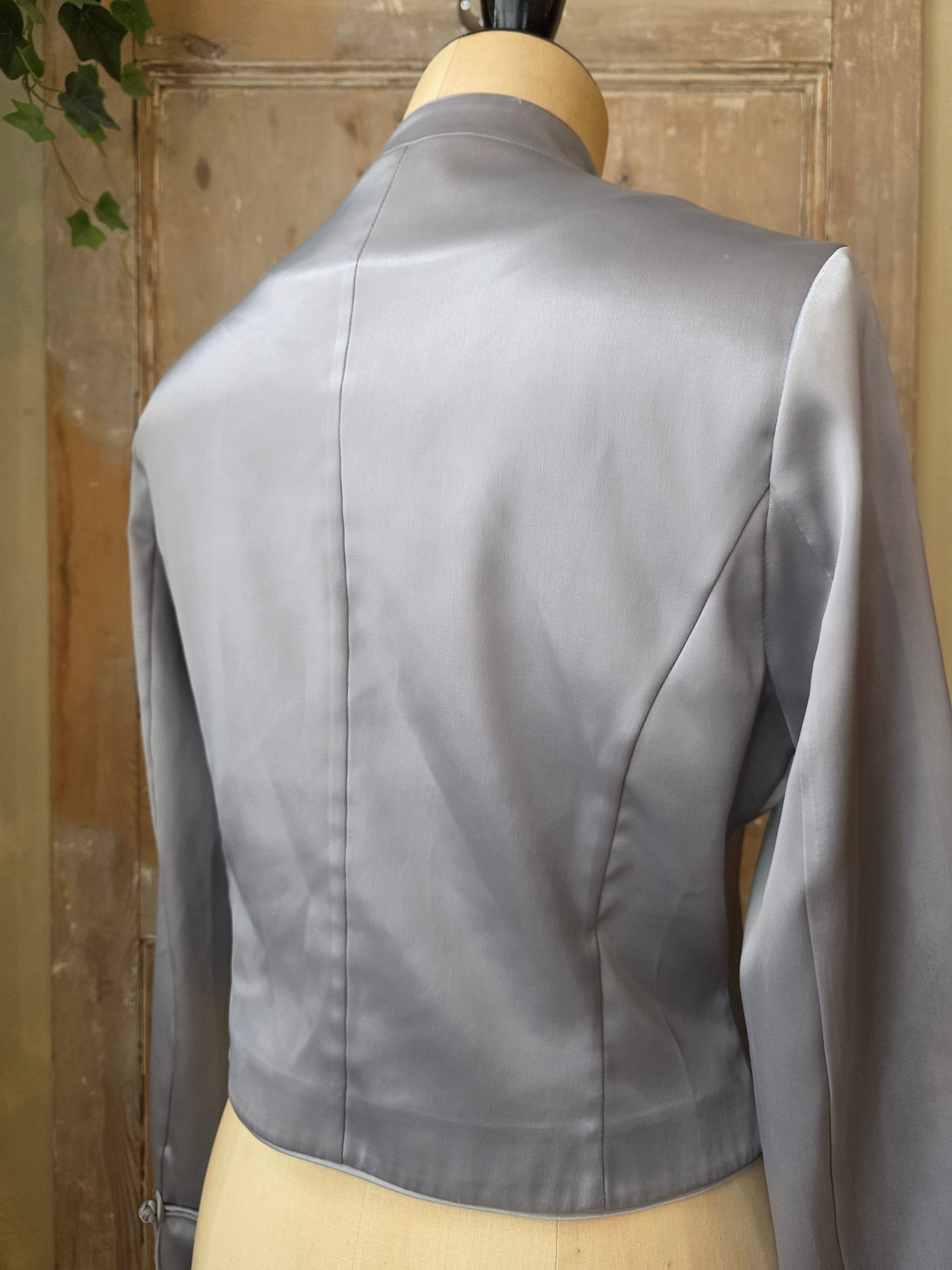 Vintage 90s Silver Oriental Style Satin Jacket by Y2K Collection – UK 10/12