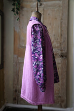 Load image into Gallery viewer, Vintage 1970s two piece - purple floral print blouse - knitted waistcoat
