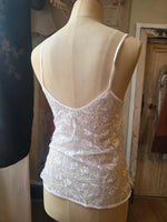 Load image into Gallery viewer, Vintage 1960s White Floral Lace Cami Deadstock Sheer Mesh Camisole Top Slip Lingerie Italian
