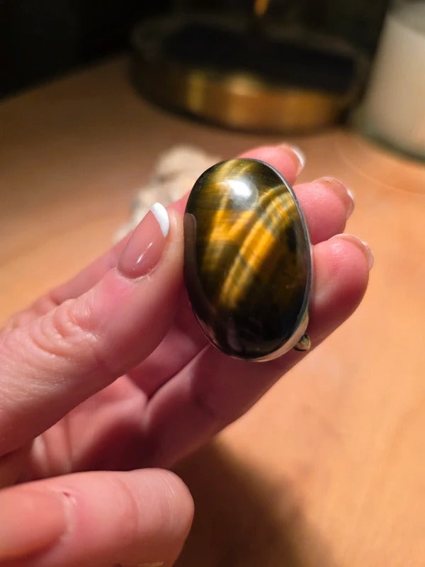Vintage 1970s Sterling Silver Tiger’s Eye Brooch & Pendant – Dual Use