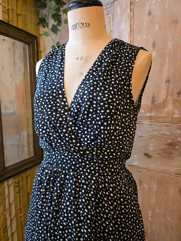 Vintage y2k polka dot tiered dress - Morgan et toi - black UK14
