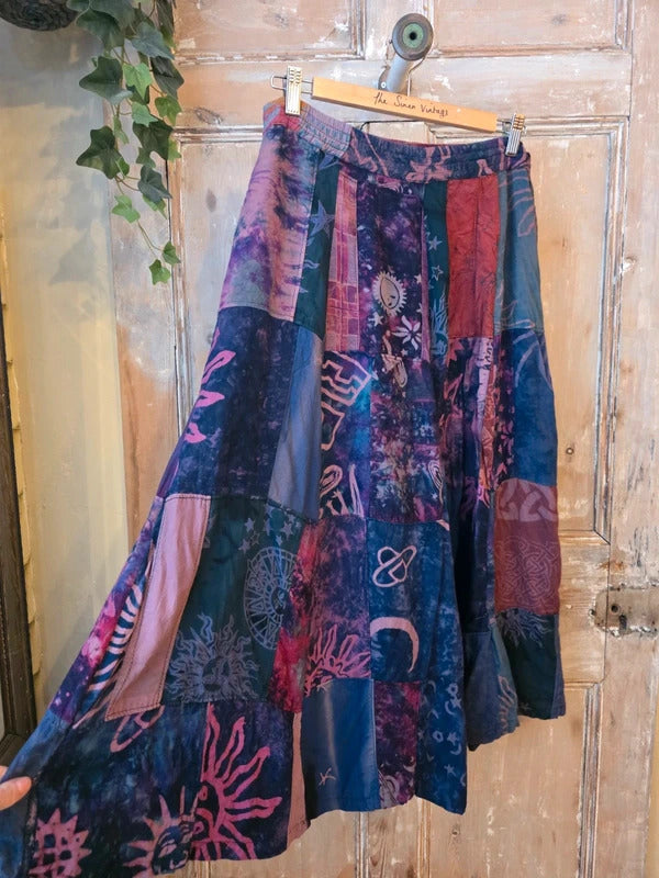 Vintage 1990s Rayon hippy boho skirt uk10