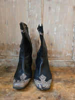 Load image into Gallery viewer, Vintage Y2K Western Style Real Leather Boots Faux Snakeskin Front by Caster UK8
