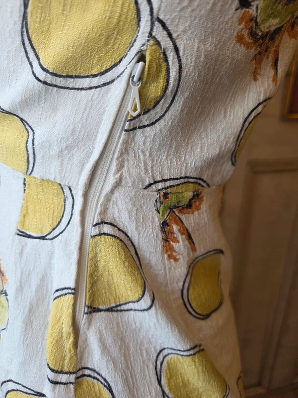 Vintage 1960s novelty butter yellow - Mod Cotton Wiggle Shift Dress