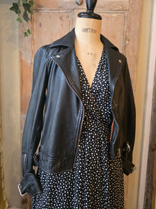 Vintage Y2K fitted black leather jacket - bomber - uk6
