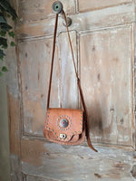 Load image into Gallery viewer, New Handmade Tan Leather Studded Shoulder Bag Boho Festival Crossbody Western Style
