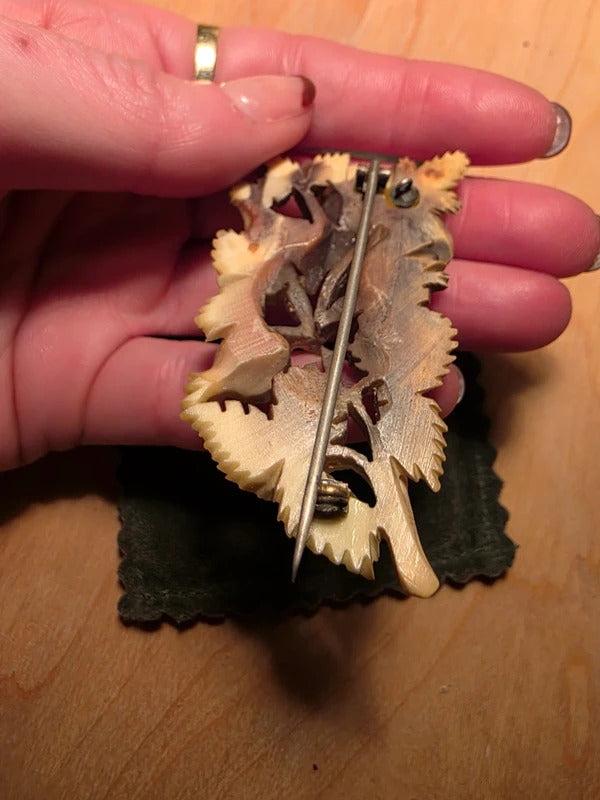Antique Hand Carved Rose Brooch – Early 20th Century