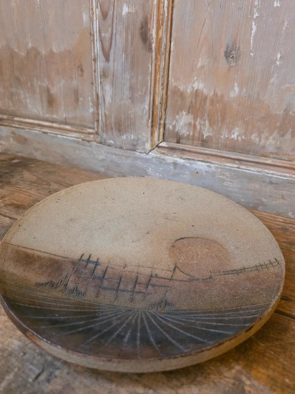 Vintage Studio Pottery by Paul Goddard | Large Hand Thrown Stoneware Wall Plate | 1989