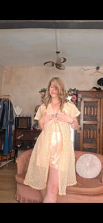 Load image into Gallery viewer, Vintage 1960s Sheer Negligee Blush Lace Peignoir
