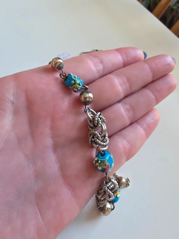 Vintage aet deco Murano Wedding Cake Bead Necklace