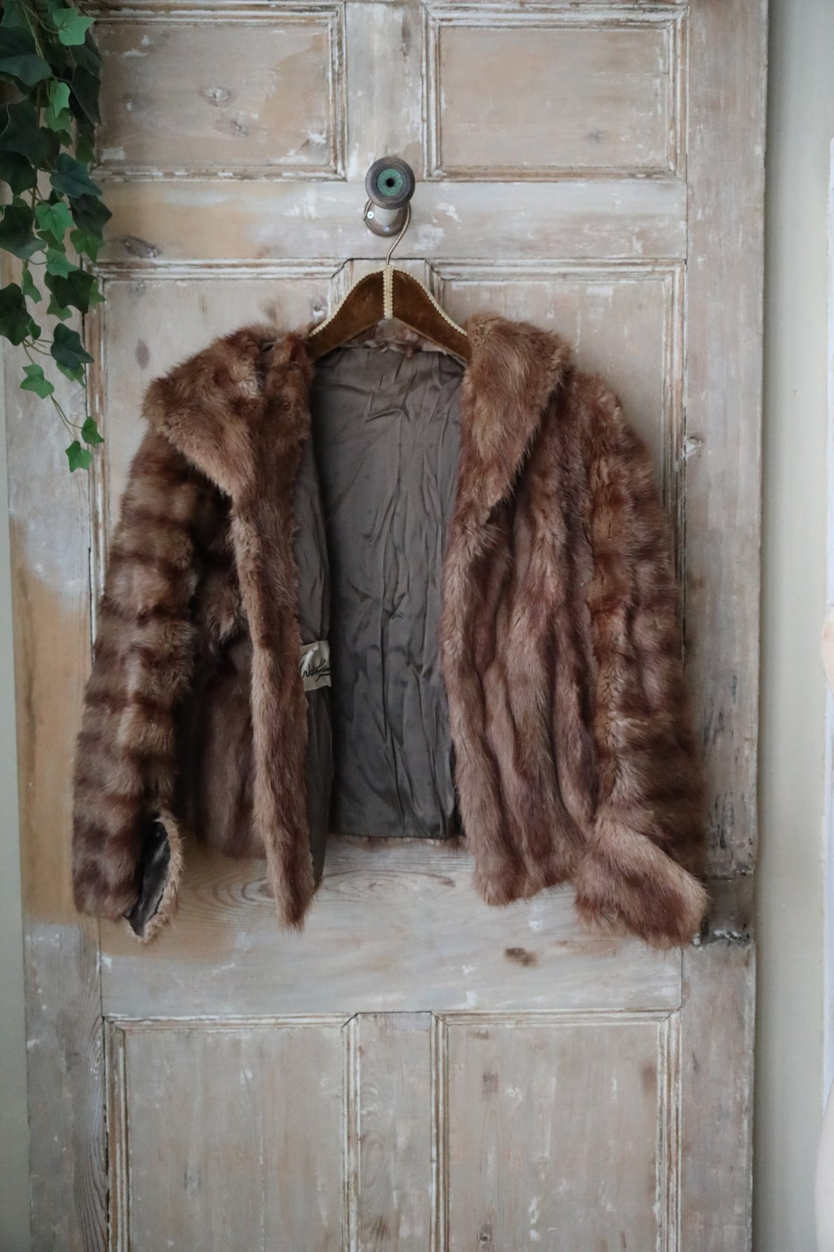 Vintage 1940s light ranch mink fur coat evening - two tone