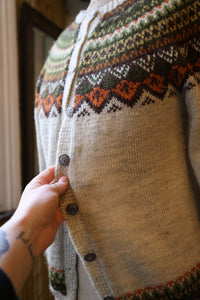 Vintage 1970s fairisle cardigan  - button down -  wool