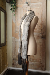 Vintage 1920s Chinchilla Fur Stole – Gatsby Era Grey Wrap – Long Luxury Scarf