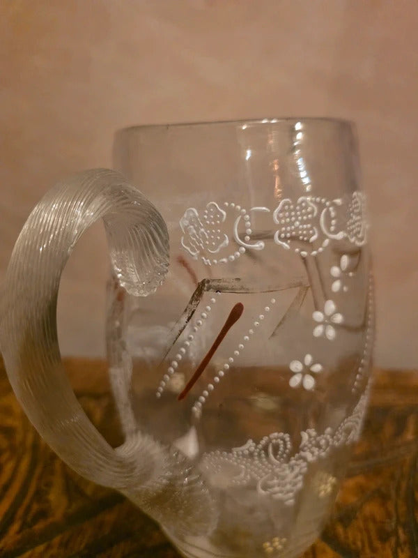 Antique Victorian Hand-Blown & Hand-Painted Glass Jug