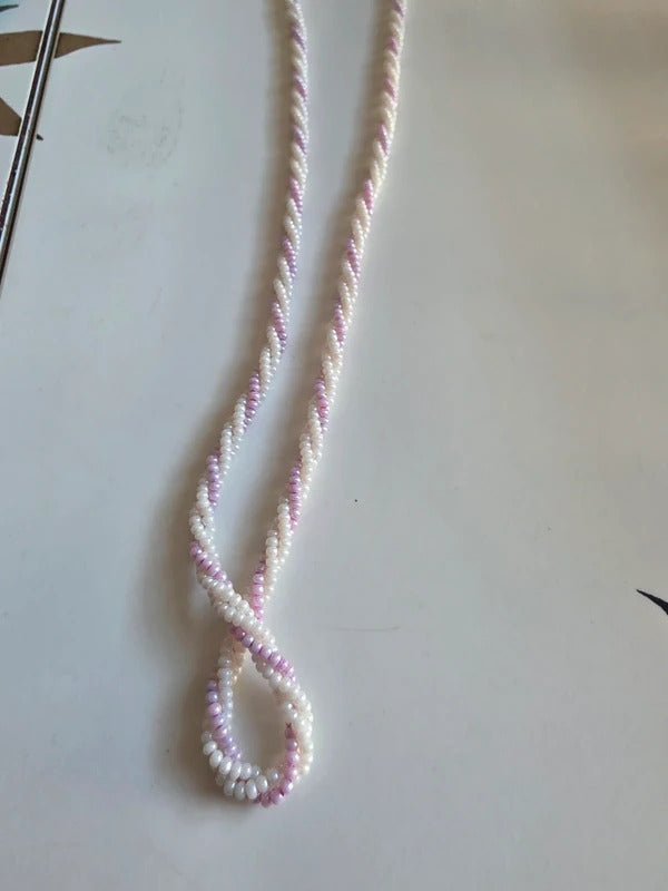 Vintage 1980s does 1950s Twisted Glass Seed Bead Necklace