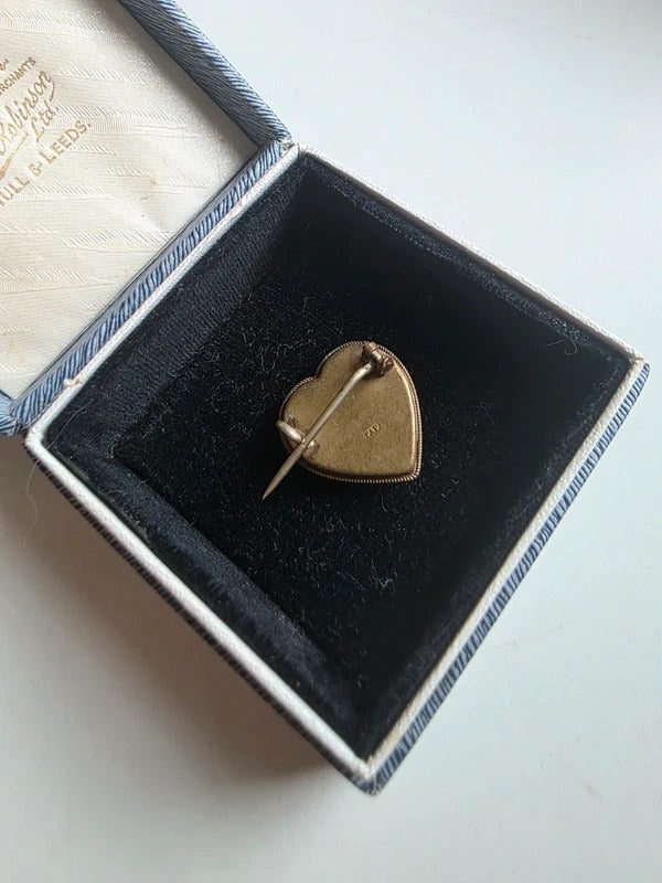 Antique Victorian micro mosaic love heart brooch