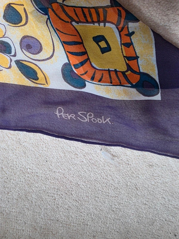 Vintage Per Spook Silk Scarf – Signed Designer Print