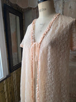 Load image into Gallery viewer, Vintage 1960s Sheer Negligee Blush Lace Peignoir
