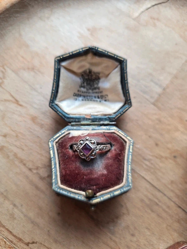 Vintage 1930s Art Deco Sterling Silver Marcasite ring Size N