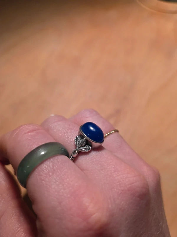 Vintage Sterling Silver Blue Chalcedony Ring – Size V