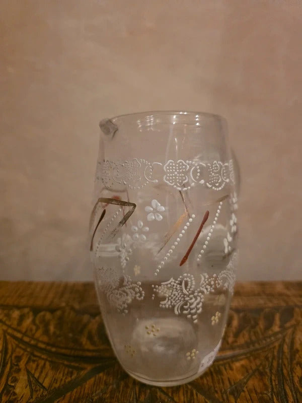 Antique Victorian Hand-Blown & Hand-Painted Glass Jug