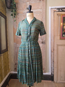 Vintage 1950s Sheer Floral Shirtwaister by Styled by Lynbrook – UK 10