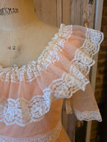 Load image into Gallery viewer, Vintage 1970s Peach Lace Prairie Maxi Dress - Victoriana
