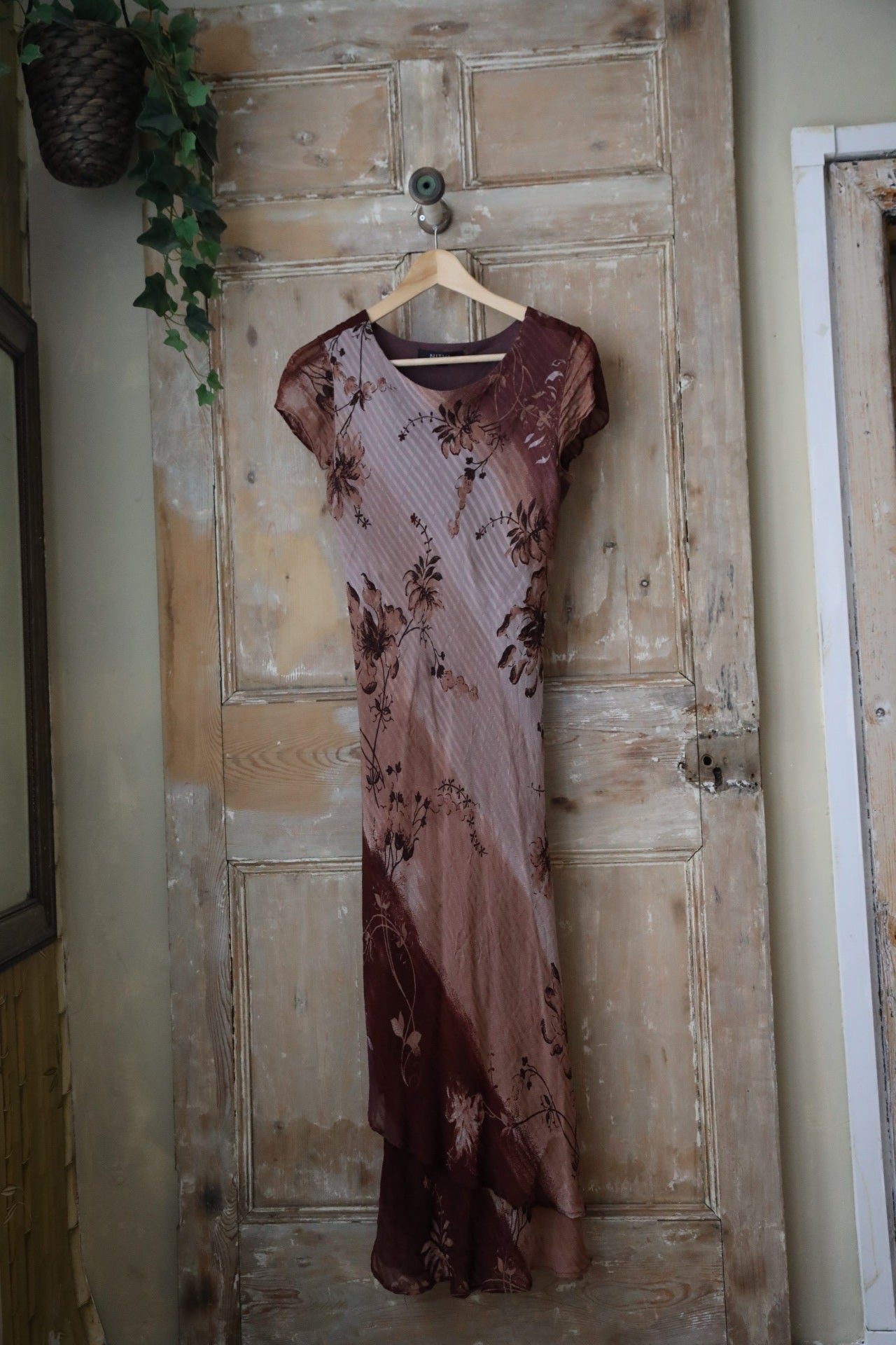 Vintage Y2K midi dress - Nitya - bias cut - cottage core uk12