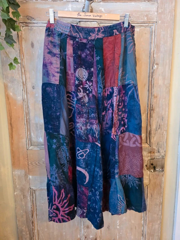 Vintage 1990s Rayon hippy boho skirt uk10
