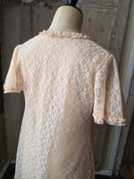 Load image into Gallery viewer, Vintage 1960s Sheer Negligee Blush Lace Peignoir
