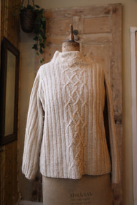 Vintage 1980s cream wool mix jumper - boat neck -  Neutral winter wear