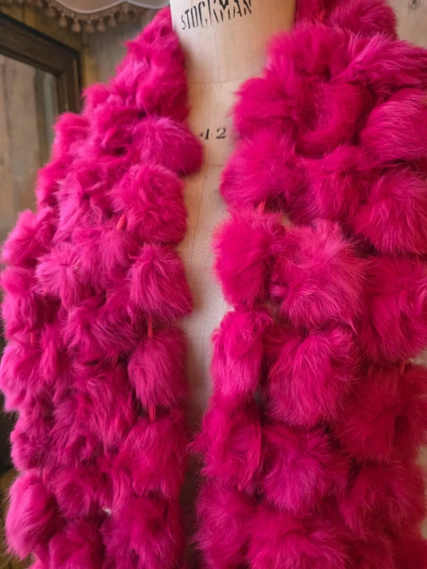 Vintage Y2K pink fluffy Skinny Scarf | Boho Festival Accessory |