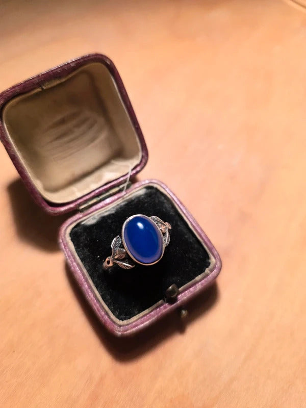 Vintage Sterling Silver Blue Chalcedony Ring – Size V
