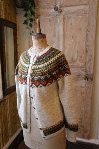 Vintage 1970s fairisle cardigan  - button down -  wool
