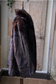 Vintage 1950s dark Mink sleek fur coat - original swing - brown mink