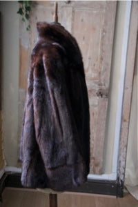 Vintage 1950s dark Mink sleek fur coat - original swing - brown mink