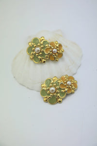 Clip on - statement floral Earrings - 1960s jewellery - Retro Mod