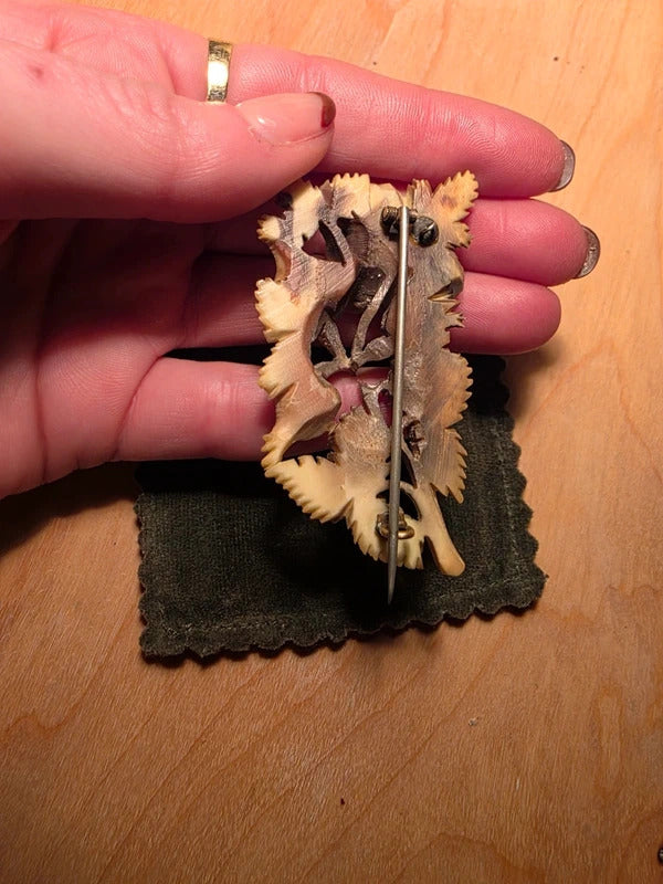 Antique Hand Carved Rose Brooch – Early 20th Century