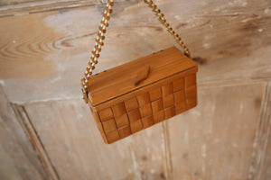 Vintage 1940s-early 1950s wooden bamboo box - tiki bag