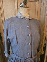 Load image into Gallery viewer, Vintage 1940s Clayburn Model London Dress – Drop Waist, Pleated Skirt, Button Front (UK 12–14)
